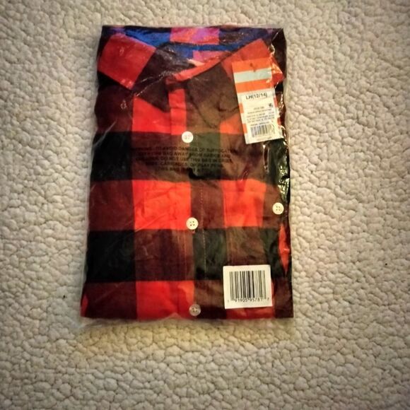 NWT Boys Lg Husky Flannel Button Down - Picture 3 of 4